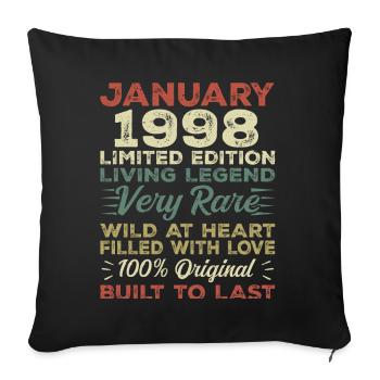 Janvier 1998 Anniversaire - Janvier 1998, Janvier 1998 - Housse de coussin décorative 45 x 45 cm - noir - Devant