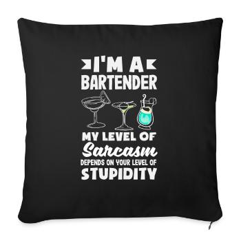 Lustiger Barkeeper Spruch Barkeeper Geschenk - Sofakissenbezug 45 x 45 cm - Schwarz - Vorne