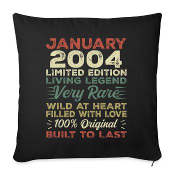 Janvier 2004 Anniversaire - Janvier 2004, Janvier 2004 - Housse de coussin décorative 45 x 45 cm - noir - Devant