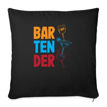 Lustiger Barkeeper Spruch Barkeeper Geschenk - Sofakissenbezug 45 x 45 cm - Schwarz - Vorne