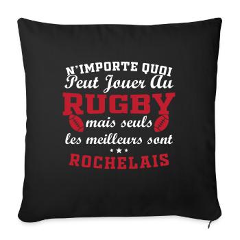Rugby La Rochelle supporter rochelais club rugby - Housse de coussin décorative 45 x 45 cm - noir - Devant