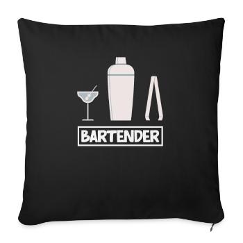 Lustiger Barkeeper Spruch Barkeeper Geschenk - Sofakissenbezug 45 x 45 cm - Schwarz - Vorne