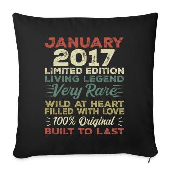 Januar 2017 Geburtstag - Januar 2017, January 2017 - Sofakissenbezug 45 x 45 cm - Schwarz - Vorne