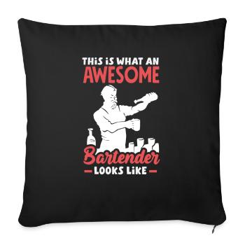 Lustiger Barkeeper Spruch Barkeeper Geschenk - Sofakissenbezug 45 x 45 cm - Schwarz - Vorne