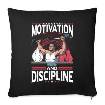Motivation and Discipline Gym Fitness - Sofa pillowcase 17,3'' x 17,3'' (45 x 45 cm) - black - Front