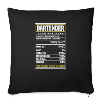 Lustiger Barkeeper Spruch Barkeeper Geschenk - Sofakissenbezug 45 x 45 cm - Schwarz - Vorne