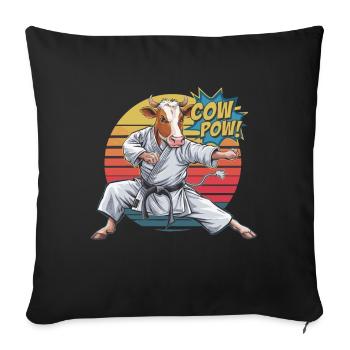 Lustige Kuh macht Karate Judo Selbstverteidigung - Sofakissenbezug 45 x 45 cm - Schwarz - Vorne