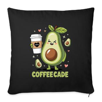 Cute Avocado Holding Coffee - Sofakissenbezug 45 x 45 cm - Schwarz - Vorne