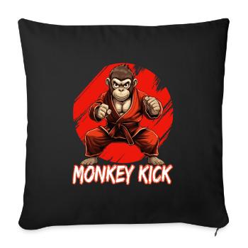 Karate Judo Affe Schimpanse Kampfsport - Sofakissenbezug 45 x 45 cm - Schwarz - Vorne