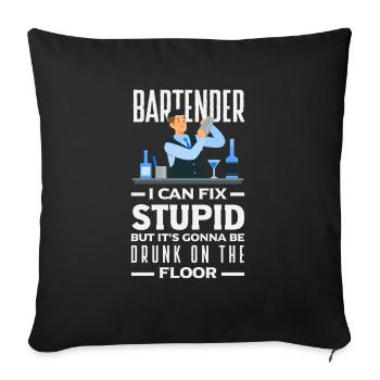 Lustiger Barkeeper Spruch Barkeeper Geschenk - Sofakissenbezug 45 x 45 cm - Schwarz - Vorne