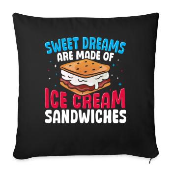 Sandwich à la crème glacée Cadeau Biscuits Dessert glacé - Housse de coussin décorative 45 x 45 cm - noir - Devant