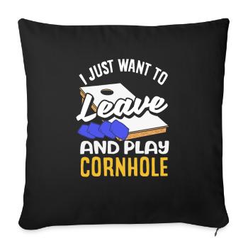 Funny Cornhole Player Gift - Sofa pillowcase 17,3'' x 17,3'' (45 x 45 cm) - black - Front