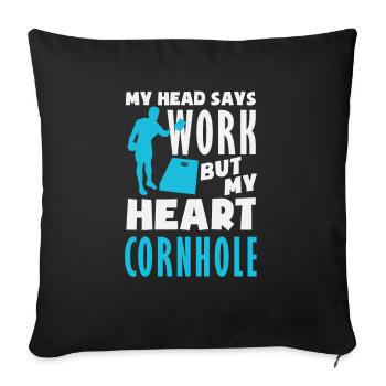 Funny Cornhole Player Gift - Sofa pillowcase 17,3'' x 17,3'' (45 x 45 cm) - black - Front