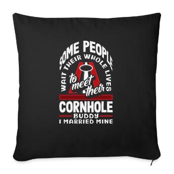 Funny Cornhole Player Gift - Sofa pillowcase 17,3'' x 17,3'' (45 x 45 cm) - black - Front