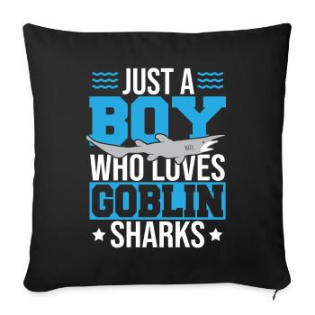 Juste un garçon qui aime les requins gobelins - Housse de coussin décorative 45 x 45 cm - noir - Devant