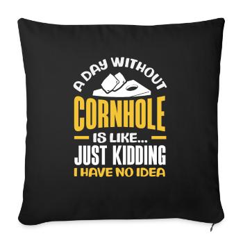 Funny Cornhole Player Gift - Sofa pillowcase 17,3'' x 17,3'' (45 x 45 cm) - black - Front