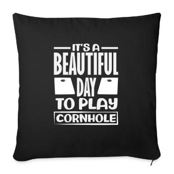 Funny Cornhole Player Gift - Sofa pillowcase 17,3'' x 17,3'' (45 x 45 cm) - black - Front