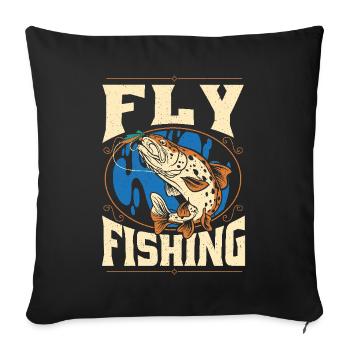 Fliegen binden Fliegenfischen Forellen Trockenes - Sofakissenbezug 45 x 45 cm - Schwarz - Vorne