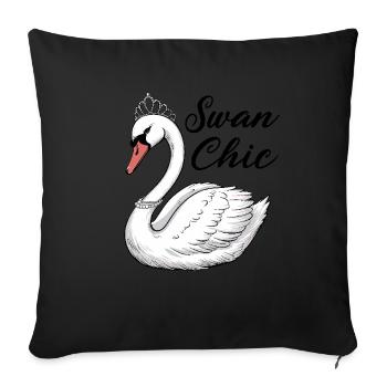 Eleganter Schwan für Schwan Fan - Sofakissenbezug 45 x 45 cm - Schwarz - Vorne