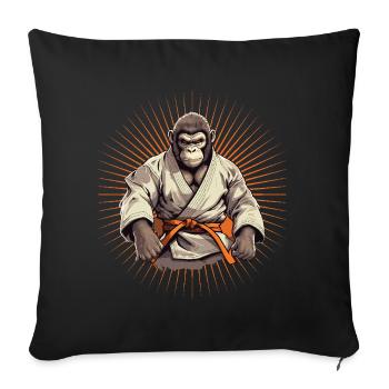 Karate Judo Affe Schimpanse Kampfsport - Sofakissenbezug 45 x 45 cm - Schwarz - Vorne