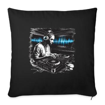 DJ Discjockey Musik auflegen Disko Musik mischen - Sofakissenbezug 45 x 45 cm - Schwarz - Vorne