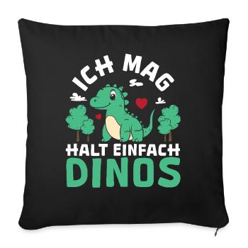 Triceratops T-Rex Velociraptor J’aime tout simplement les dinos - Housse de coussin décorative 45 x 45 cm - noir - Devant