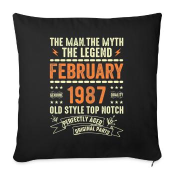 Février 1987 - Février 1987 Anniversaire Février 1987 - Housse de coussin décorative 45 x 45 cm - noir - Devant