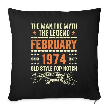 Février 1974 - Février 1974 Anniversaire Février 1974 - Housse de coussin décorative 45 x 45 cm - noir - Devant