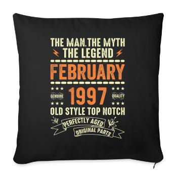 Février 1997 - Février 1997 Anniversaire Février 1997 - Housse de coussin décorative 45 x 45 cm - noir - Devant