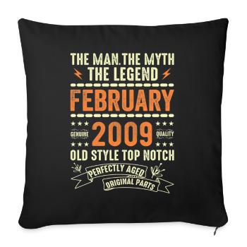 Février 2009 - Février 2009 Anniversaire Février 2009 - Housse de coussin décorative 45 x 45 cm - noir - Devant