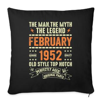 February 1952 - February 1952 Anniversary February 1952 - Sofa pillowcase 17,3'' x 17,3'' (45 x 45 cm) - black - Front