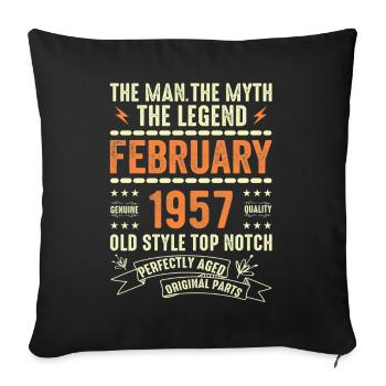 Février 1957 - Février 1957 Anniversaire Février 1957 - Housse de coussin décorative 45 x 45 cm - noir - Devant