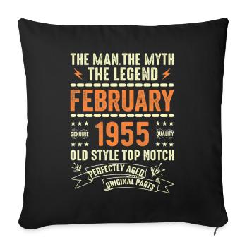 Février 1955 - Février 1955 Anniversaire Février 1955 - Housse de coussin décorative 45 x 45 cm - noir - Devant