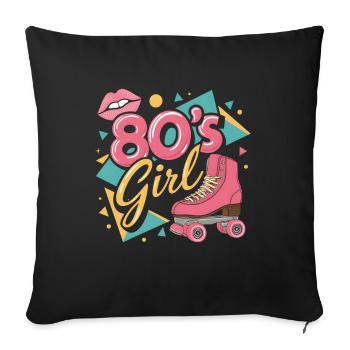 Retro 80s Girl Roller Skate Roller Skates - Sofa pillowcase 17,3'' x 17,3'' (45 x 45 cm) - black - Front