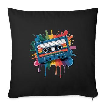 80s Retro Cassette Splash Classic Cassette Tape - Sofakissenbezug 45 x 45 cm - Schwarz - Vorne