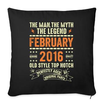 February 2016 - February 2016 Anniversary February 2016 - Sofa pillowcase 17,3'' x 17,3'' (45 x 45 cm) - black - Front