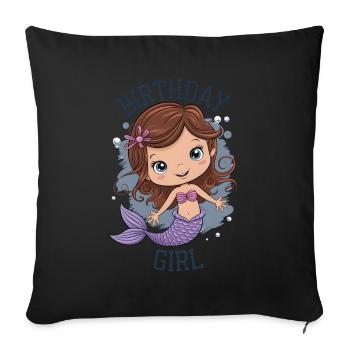 Anniversaire Fille Sirène - Housse de coussin décorative 45 x 45 cm - noir - Devant