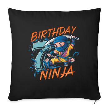 Ce petit Ninja a 7 ans Birthday Shirt - Housse de coussin décorative 45 x 45 cm - noir - Devant
