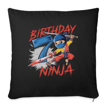 Ce petit Ninja a 7 ans Birthday Shirt - Housse de coussin décorative 45 x 45 cm - noir - Devant