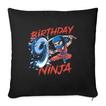Ce t-shirt d’anniversaire Little Ninja Is 9 - Housse de coussin décorative 45 x 45 cm - noir - Devant