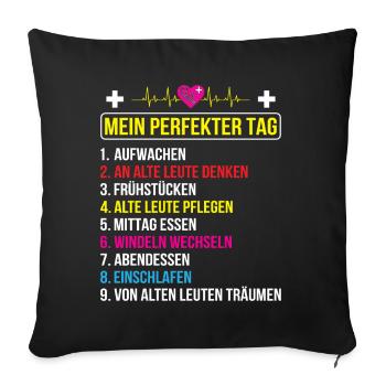 Altenpflege Pfleger Pflegepersonal Pflegekraft - Sofakissenbezug 45 x 45 cm - Schwarz - Vorne