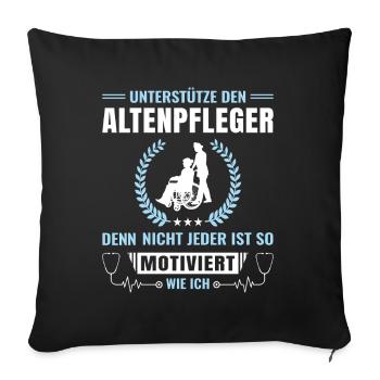 Altenpflege Pfleger Pflegepersonal Pflegekraft - Sofakissenbezug 45 x 45 cm - Schwarz - Vorne
