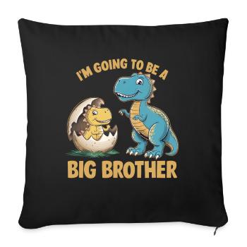 Je vais être un grand frère dinosaure - Housse de coussin décorative 45 x 45 cm - noir - Devant