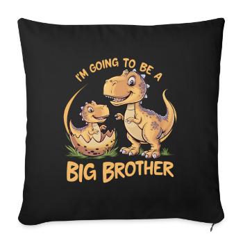 Je vais être un grand frère dinosaure - Housse de coussin décorative 45 x 45 cm - noir - Devant
