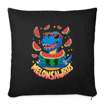 Melonsaurus Lustiger Dinosaurier für einen - Sofakissenbezug 45 x 45 cm - Schwarz - Vorne