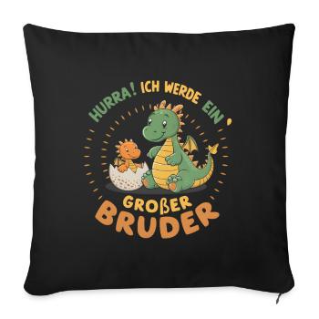 Je vais être un grand frère dragon - Housse de coussin décorative 45 x 45 cm - noir - Devant
