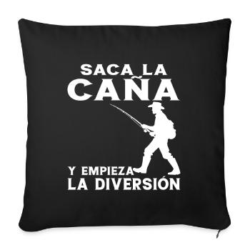 Le pêcheur sort la canne et le plaisir commence - Housse de coussin décorative 45 x 45 cm - noir - Devant