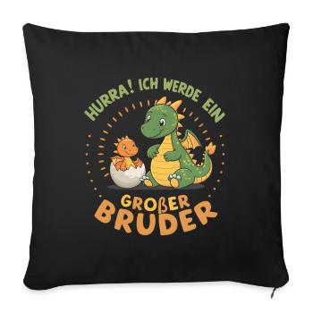 Je vais être un grand frère dragon - Housse de coussin décorative 45 x 45 cm - noir - Devant
