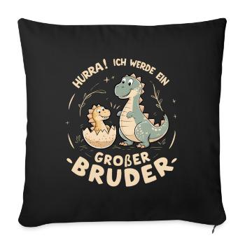 Je vais être un grand frère dinosaure dinosaure - Housse de coussin décorative 45 x 45 cm - noir - Devant