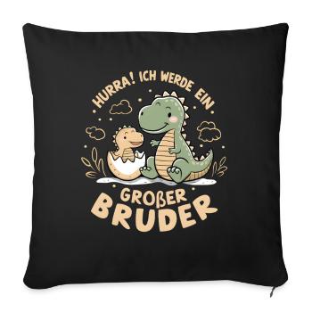 Je vais être un grand frère dinosaure dinosaure - Housse de coussin décorative 45 x 45 cm - noir - Devant